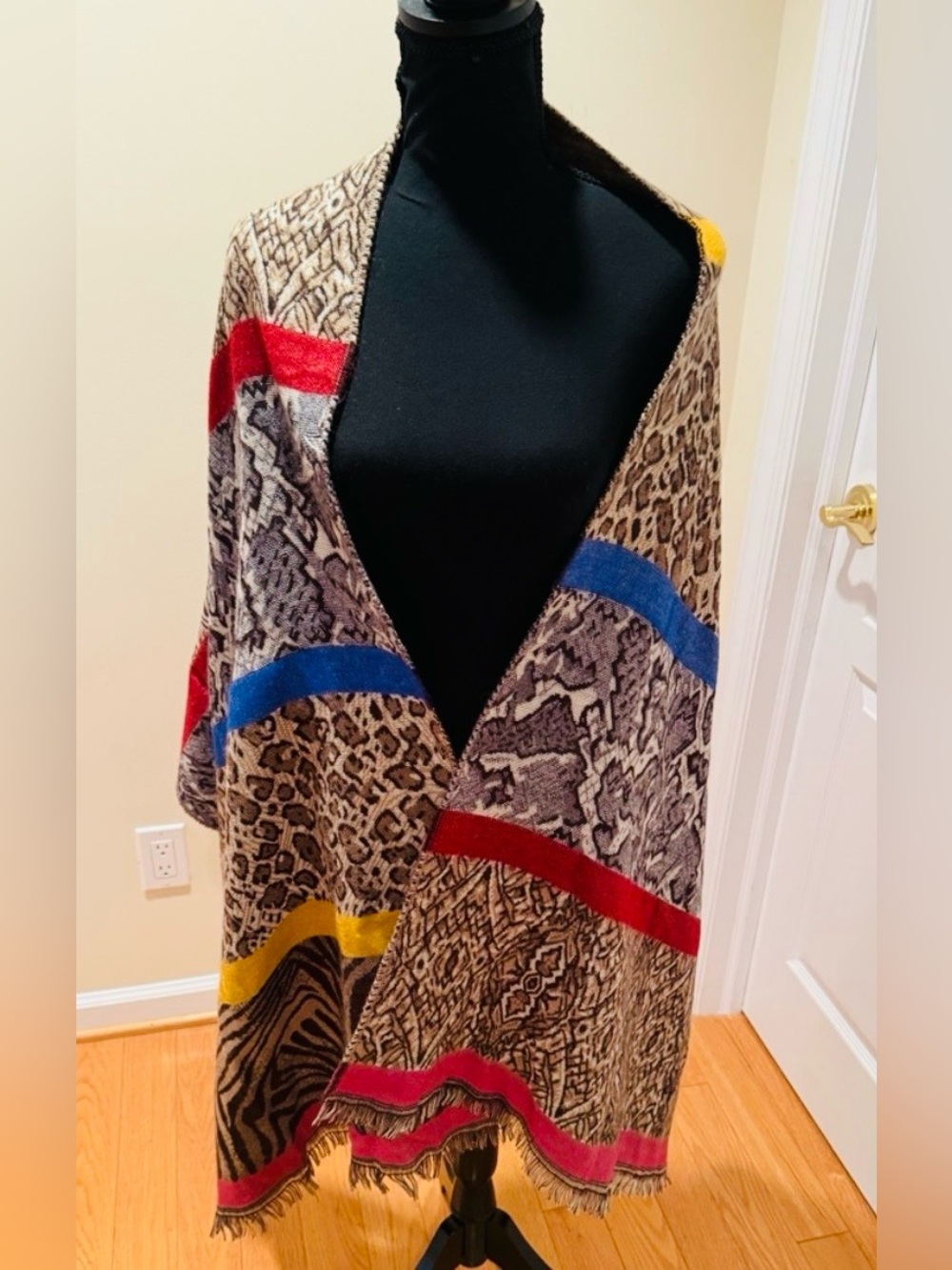Animal Print Multicolor Scarf 80 by 27